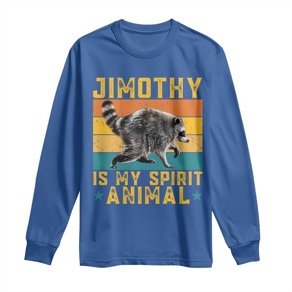 Jimothy Is My Spirit Animal Seattle Raccoon Lover Long Sleeve Shirt Retro Sunset Viral Ballard Trash Panda Graphic