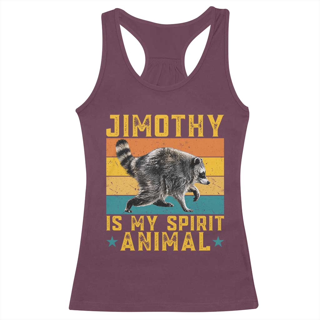 Jimothy Is My Spirit Animal Seattle Raccoon Lover Racerback Tank Top Retro Sunset Viral Ballard Trash Panda Graphic