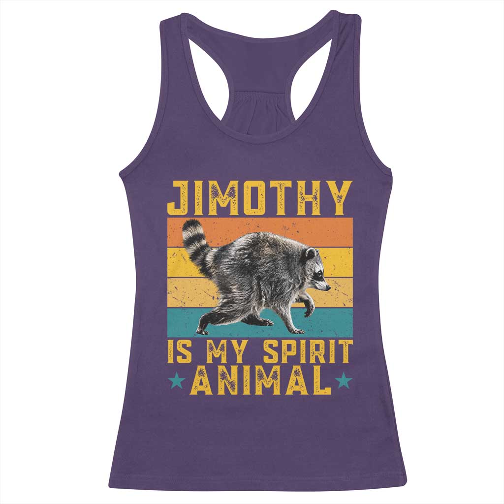 Jimothy Is My Spirit Animal Seattle Raccoon Lover Racerback Tank Top Retro Sunset Viral Ballard Trash Panda Graphic