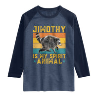 Jimothy Is My Spirit Animal Seattle Raccoon Lover Raglan Shirt Retro Sunset Viral Ballard Trash Panda Graphic