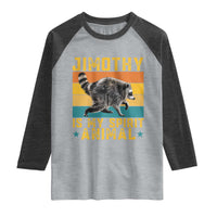 Jimothy Is My Spirit Animal Seattle Raccoon Lover Raglan Shirt Retro Sunset Viral Ballard Trash Panda Graphic