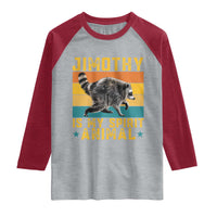 Jimothy Is My Spirit Animal Seattle Raccoon Lover Raglan Shirt Retro Sunset Viral Ballard Trash Panda Graphic