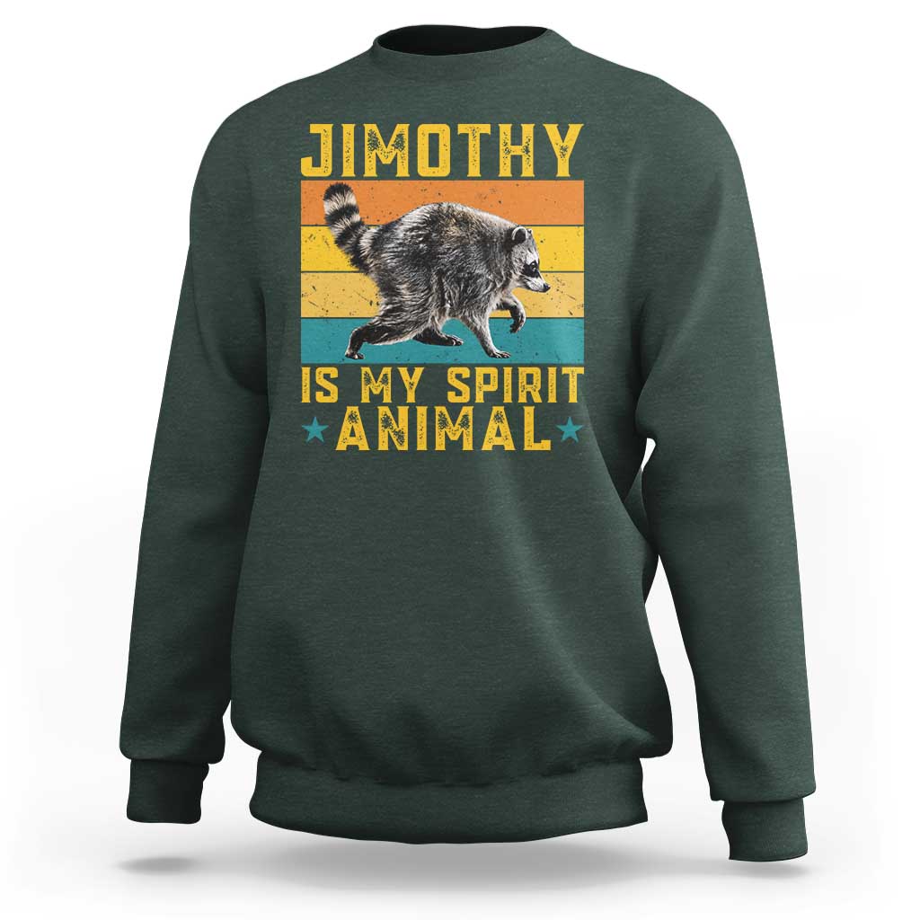 Jimothy Is My Spirit Animal Seattle Raccoon Lover Sweatshirt Retro Sunset Viral Ballard Trash Panda Graphic