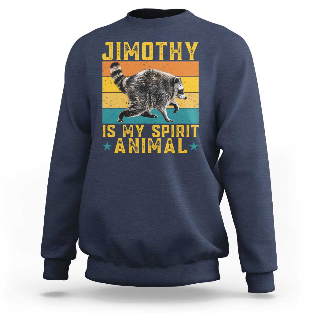 Jimothy Is My Spirit Animal Seattle Raccoon Lover Sweatshirt Retro Sunset Viral Ballard Trash Panda Graphic