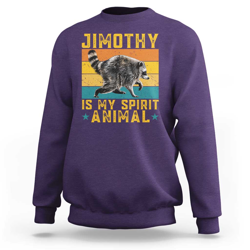Jimothy Is My Spirit Animal Seattle Raccoon Lover Sweatshirt Retro Sunset Viral Ballard Trash Panda Graphic