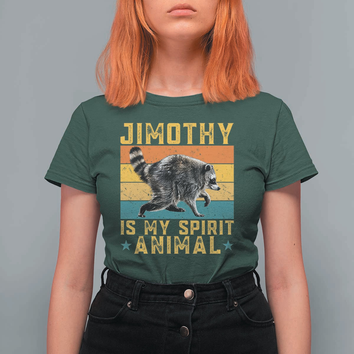 Jimothy Is My Spirit Animal Seattle Raccoon Lover T Shirt For Women Retro Sunset Viral Ballard Trash Panda Graphic