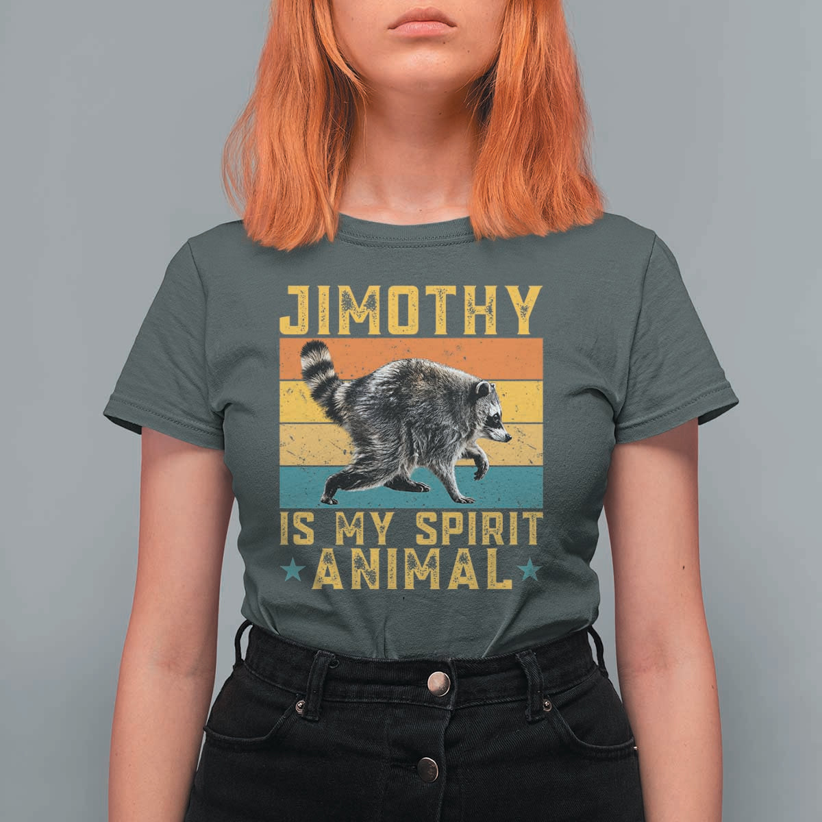 Jimothy Is My Spirit Animal Seattle Raccoon Lover T Shirt For Women Retro Sunset Viral Ballard Trash Panda Graphic