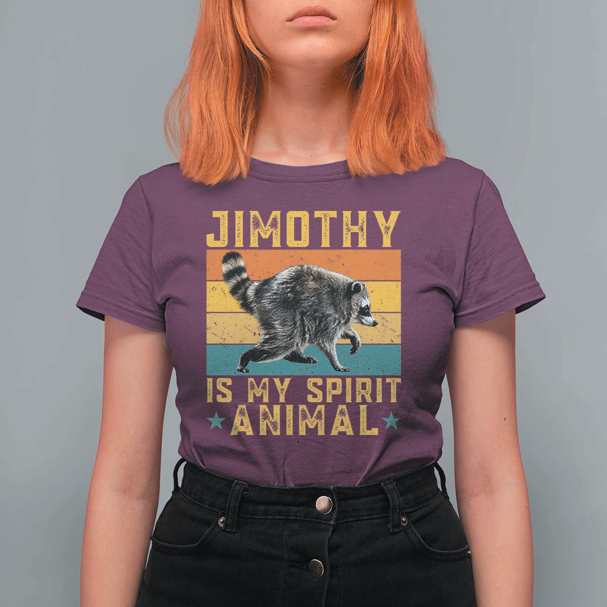 Jimothy Is My Spirit Animal Seattle Raccoon Lover T Shirt For Women Retro Sunset Viral Ballard Trash Panda Graphic