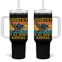 Jimothy Is My Spirit Animal Seattle Raccoon Lover Tumbler With Handle Retro Sunset Viral Ballard Trash Panda Graphic