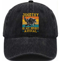 Jimothy Is My Spirit Animal Seattle Raccoon Lover Washed Cotton Baseball Cap Retro Sunset Viral Ballard Trash Panda Graphic