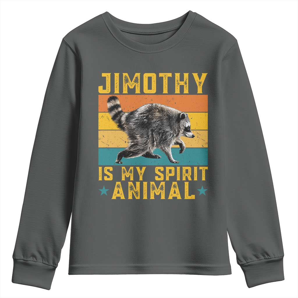 Jimothy Is My Spirit Animal Seattle Raccoon Lover Youth Sweatshirt Retro Sunset Viral Ballard Trash Panda Graphic