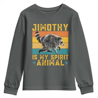 Jimothy Is My Spirit Animal Seattle Raccoon Lover Youth Sweatshirt Retro Sunset Viral Ballard Trash Panda Graphic