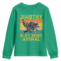 Jimothy Is My Spirit Animal Seattle Raccoon Lover Youth Sweatshirt Retro Sunset Viral Ballard Trash Panda Graphic
