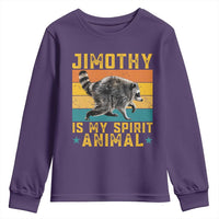 Jimothy Is My Spirit Animal Seattle Raccoon Lover Youth Sweatshirt Retro Sunset Viral Ballard Trash Panda Graphic