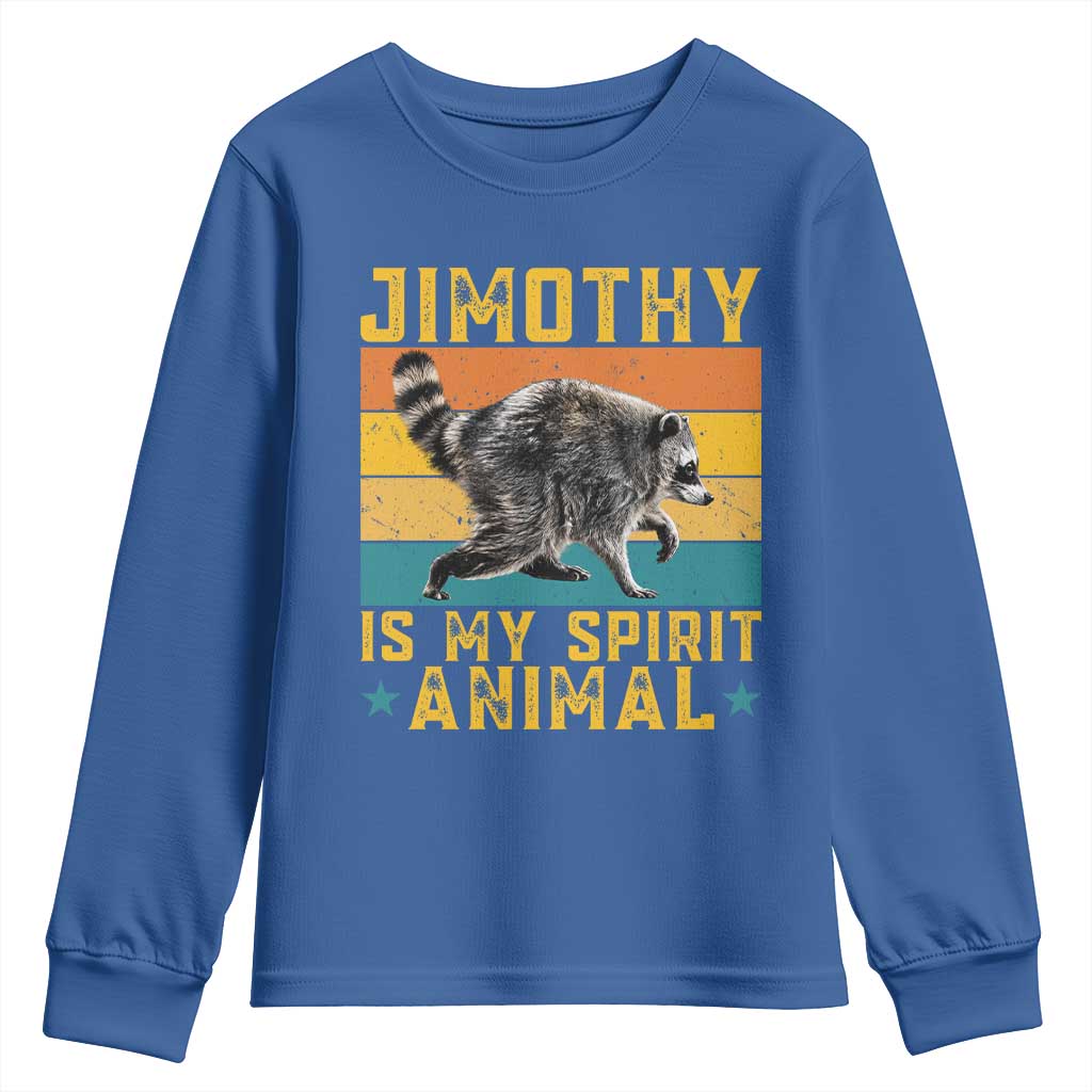 Jimothy Is My Spirit Animal Seattle Raccoon Lover Youth Sweatshirt Retro Sunset Viral Ballard Trash Panda Graphic