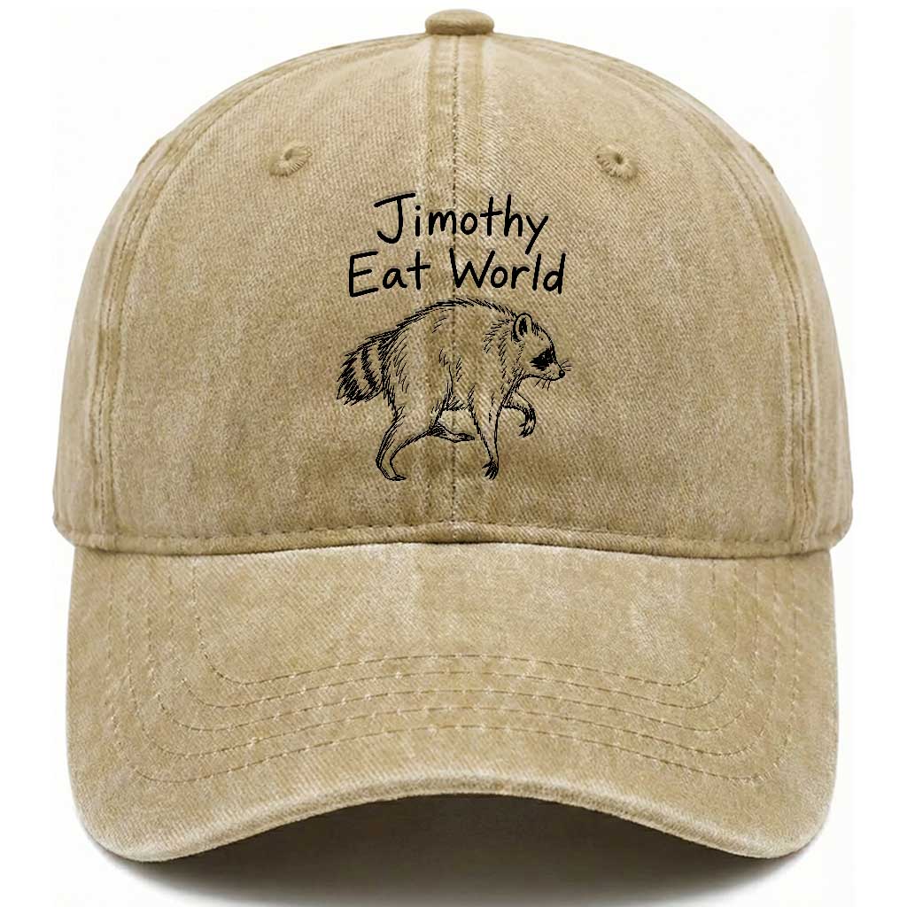 Jimothy Eat World Funny Music Parody Washed Cotton Baseball Cap Viral Seattle Raccoon Trash Panda Meme