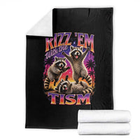 Rizz Em With The Tism Funny Raccoon Throw Blanket Trash Panda Vintage Bootleg Graphic