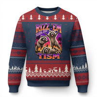 Rizz Em With The Tism Funny Raccoon Ugly Christmas Sweater Trash Panda Vintage Bootleg Graphic