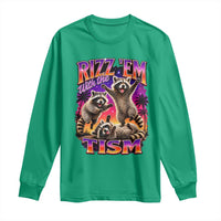 Rizz Em With The Tism Funny Raccoon Long Sleeve Shirt Trash Panda Vintage Bootleg Graphic