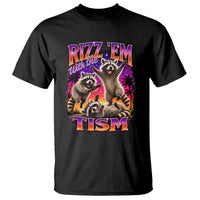 Rizz Em With The Tism Funny Raccoon T Shirt Trash Panda Vintage Bootleg Graphic