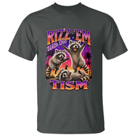 Rizz Em With The Tism Funny Raccoon T Shirt Trash Panda Vintage Bootleg Graphic