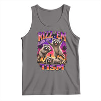 Rizz Em With The Tism Funny Raccoon Tank Top Trash Panda Vintage Bootleg Graphic