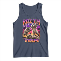 Rizz Em With The Tism Funny Raccoon Tank Top Trash Panda Vintage Bootleg Graphic