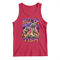 Rizz Em With The Tism Funny Raccoon Tank Top Trash Panda Vintage Bootleg Graphic