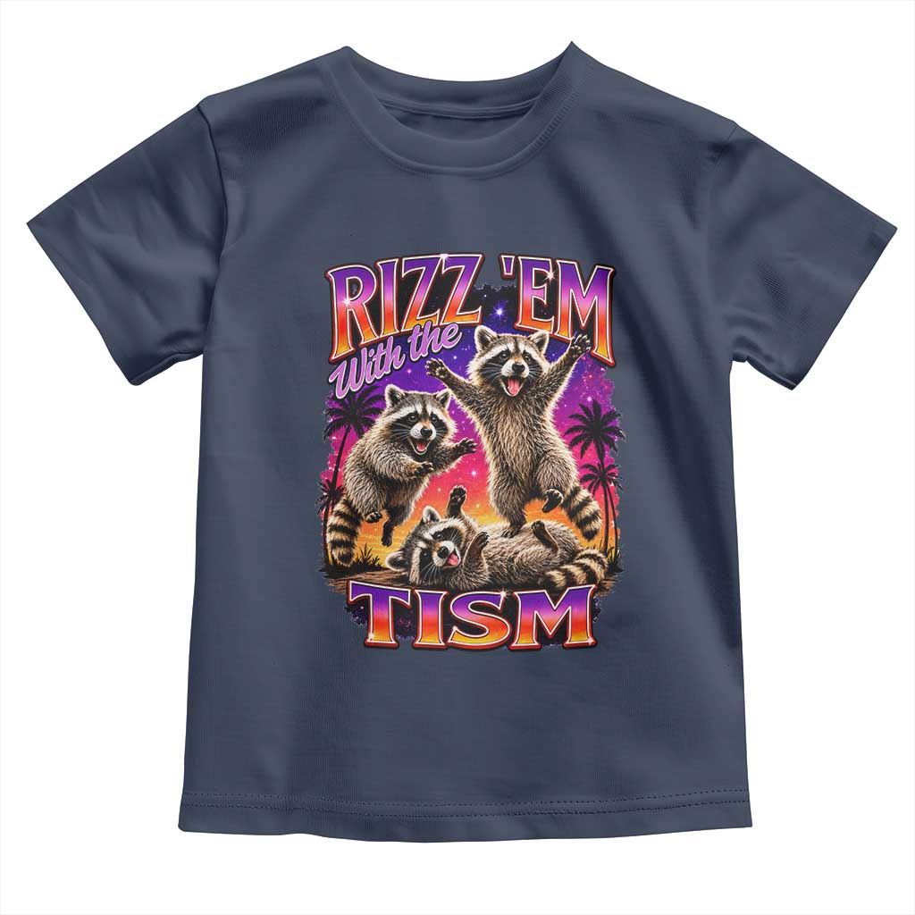 Rizz Em With The Tism Funny Raccoon Toddler T Shirt Trash Panda Vintage Bootleg Graphic