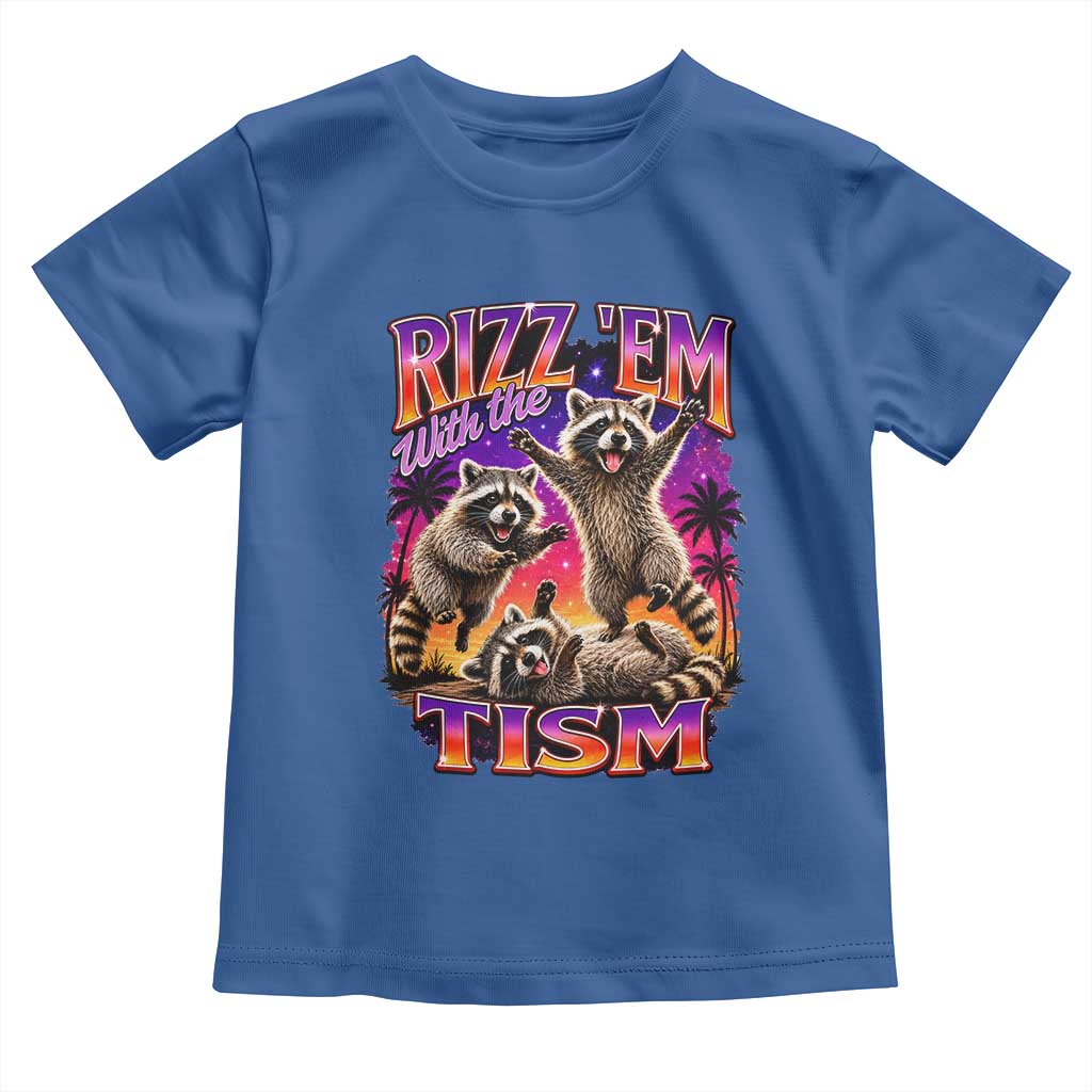 Rizz Em With The Tism Funny Raccoon Toddler T Shirt Trash Panda Vintage Bootleg Graphic