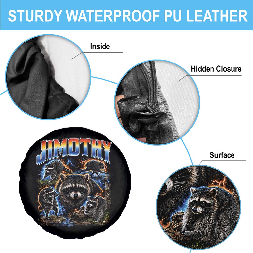 Jimothy the Raccoon Vintage 90s Bootleg Lightning Graphic Spare Tire Cover Viral Seattle Trash Panda