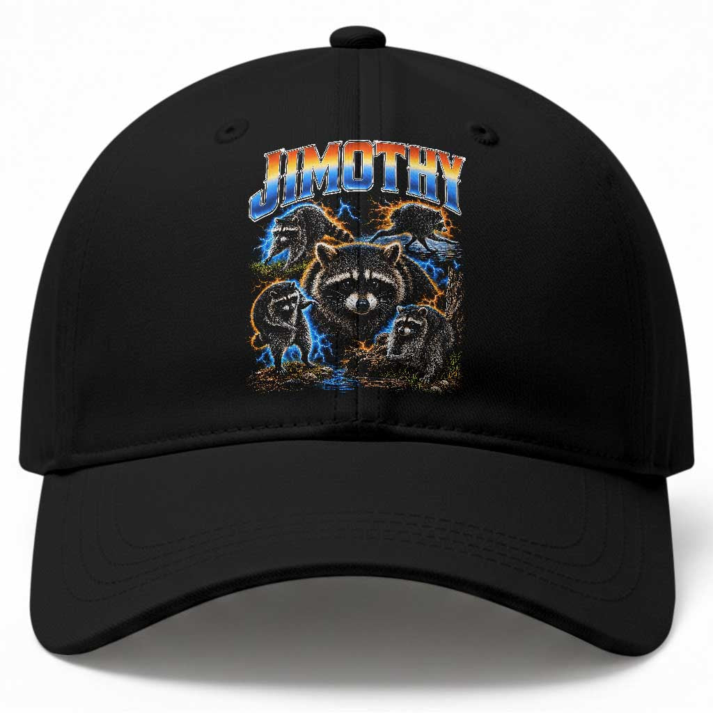 Jimothy the Raccoon Vintage 90s Bootleg Lightning Graphic Baseball Cap Viral Seattle Trash Panda