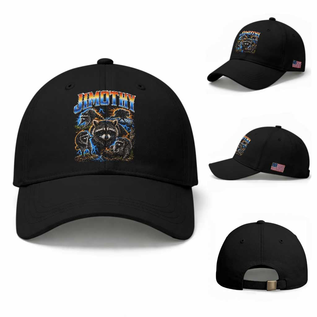 Jimothy the Raccoon Vintage 90s Bootleg Lightning Graphic Baseball Cap Viral Seattle Trash Panda
