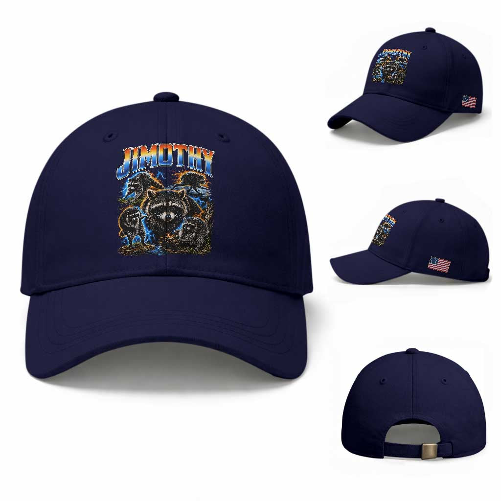Jimothy the Raccoon Vintage 90s Bootleg Lightning Graphic Baseball Cap Viral Seattle Trash Panda