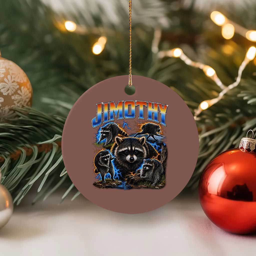 Jimothy the Raccoon Vintage 90s Bootleg Lightning Graphic Ceramic Ornament Viral Seattle Trash Panda