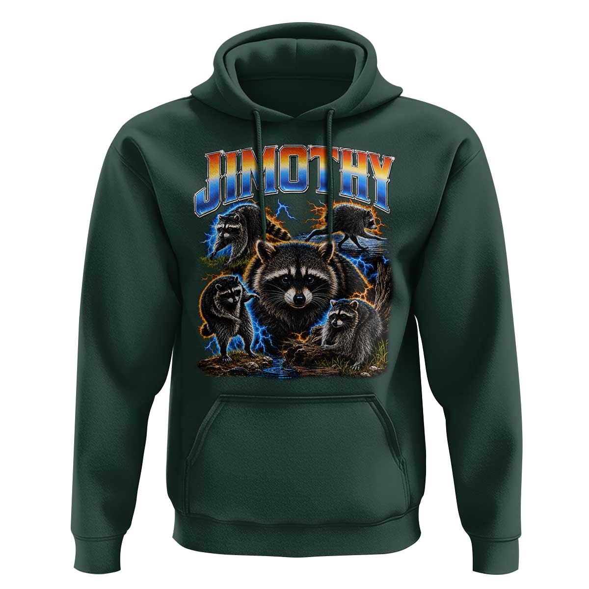 Jimothy the Raccoon Vintage 90s Bootleg Lightning Graphic Hoodie Viral Seattle Trash Panda