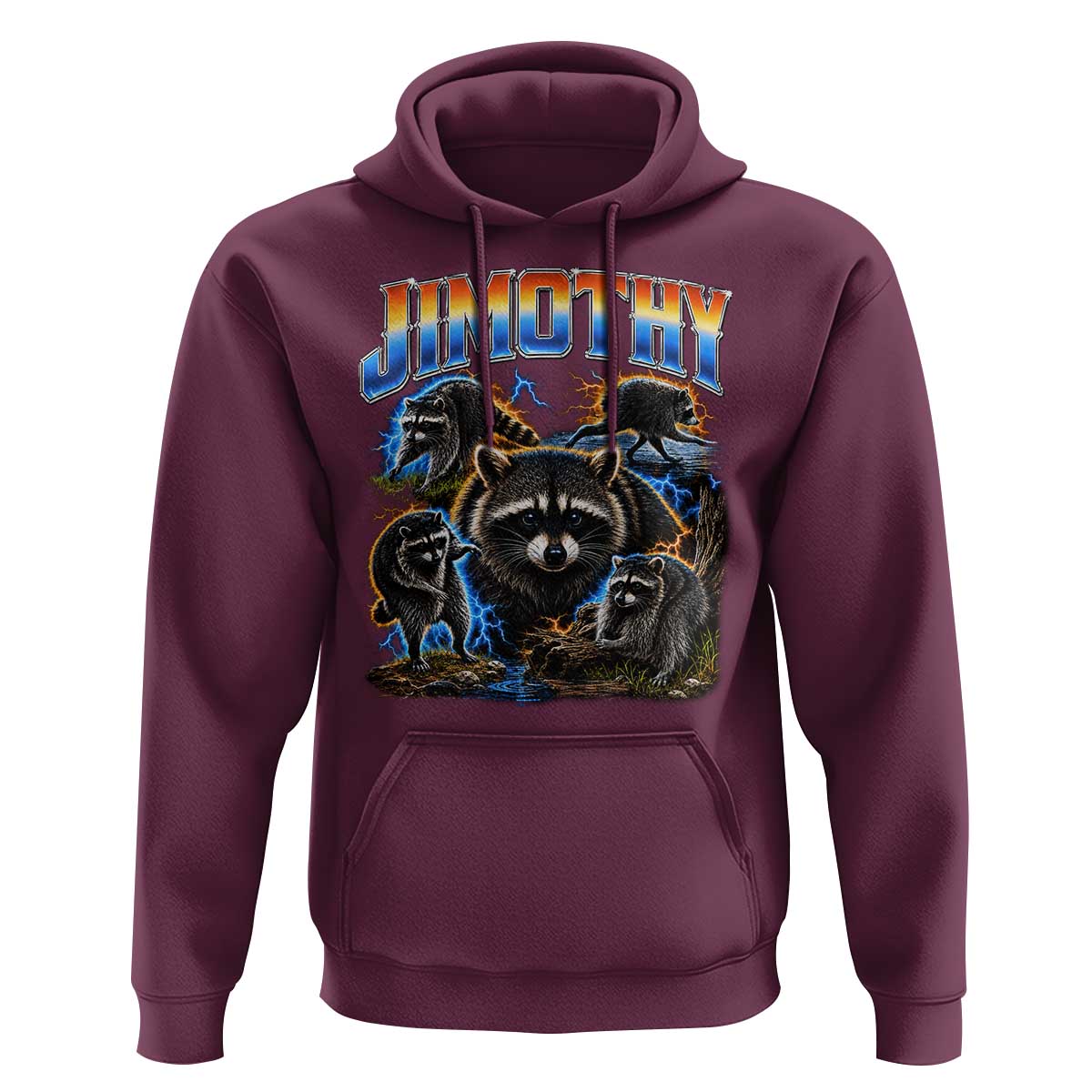 Jimothy the Raccoon Vintage 90s Bootleg Lightning Graphic Hoodie Viral Seattle Trash Panda