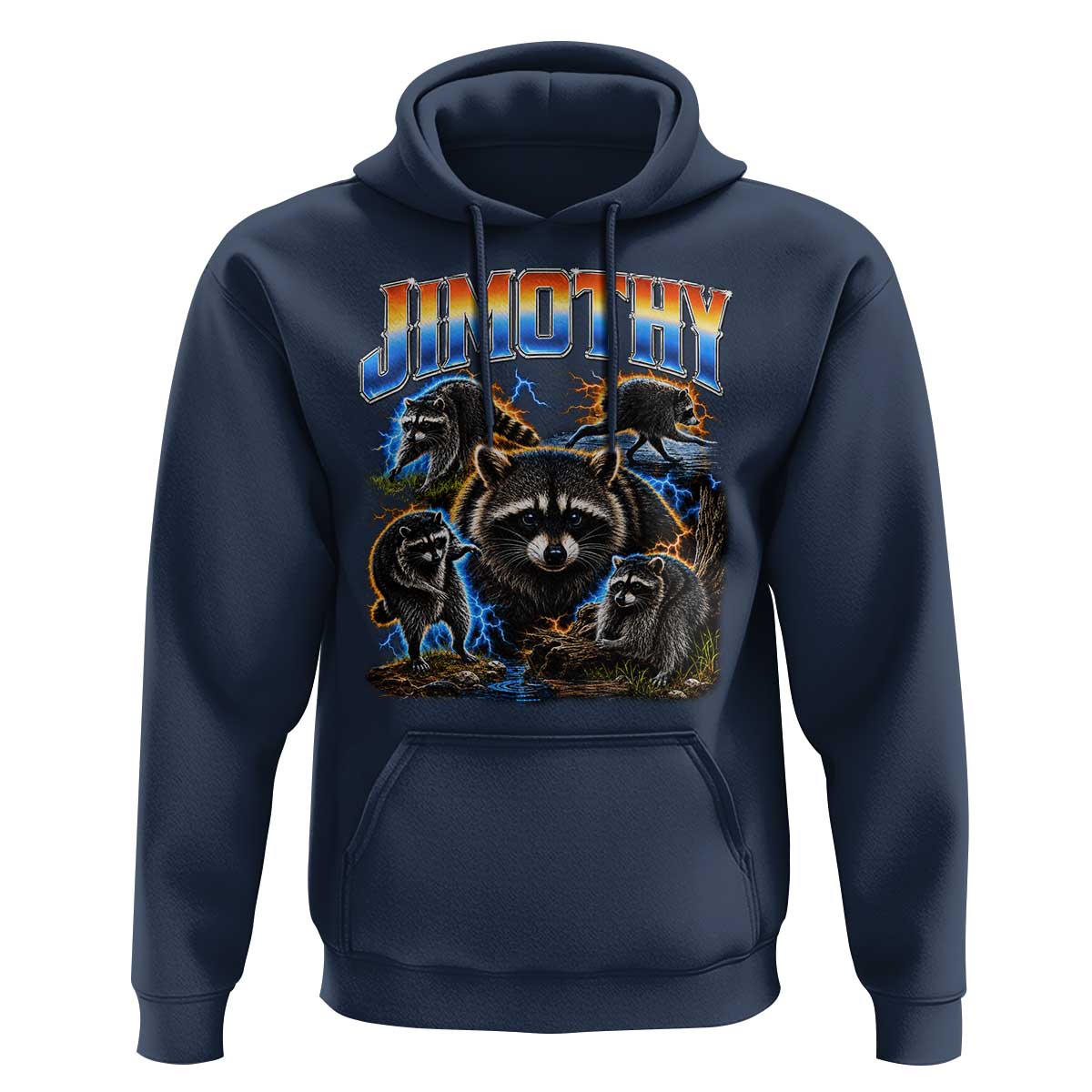 Jimothy the Raccoon Vintage 90s Bootleg Lightning Graphic Hoodie Viral Seattle Trash Panda