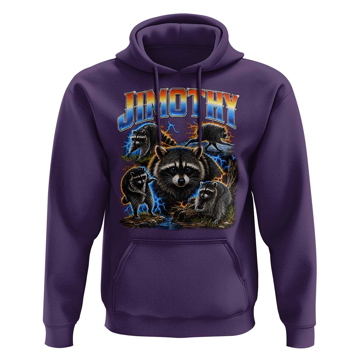 Jimothy the Raccoon Vintage 90s Bootleg Lightning Graphic Hoodie Viral Seattle Trash Panda