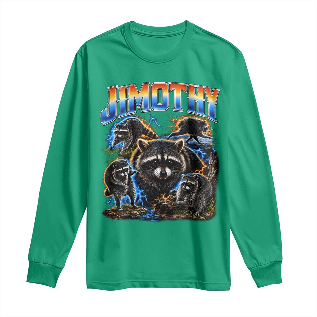 Jimothy the Raccoon Vintage 90s Bootleg Lightning Graphic Long Sleeve Shirt Viral Seattle Trash Panda