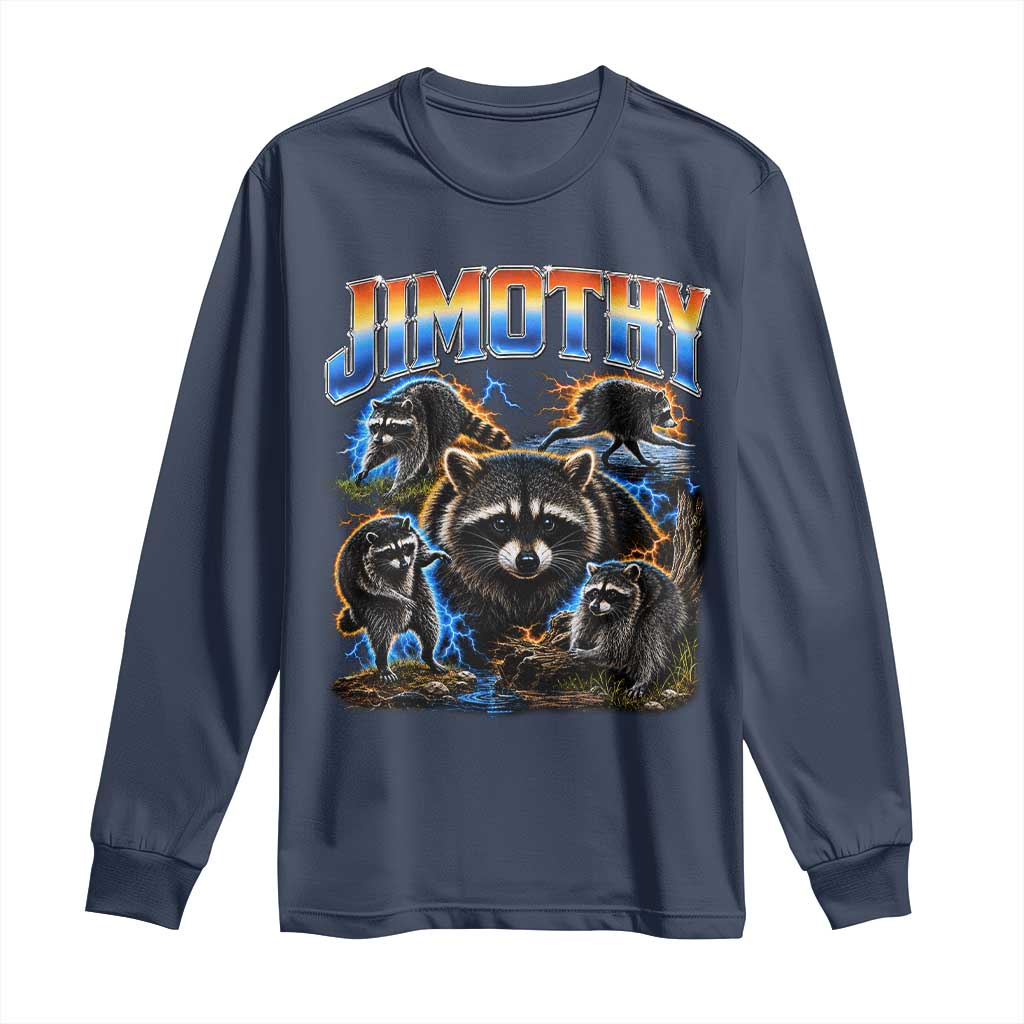 Jimothy the Raccoon Vintage 90s Bootleg Lightning Graphic Long Sleeve Shirt Viral Seattle Trash Panda