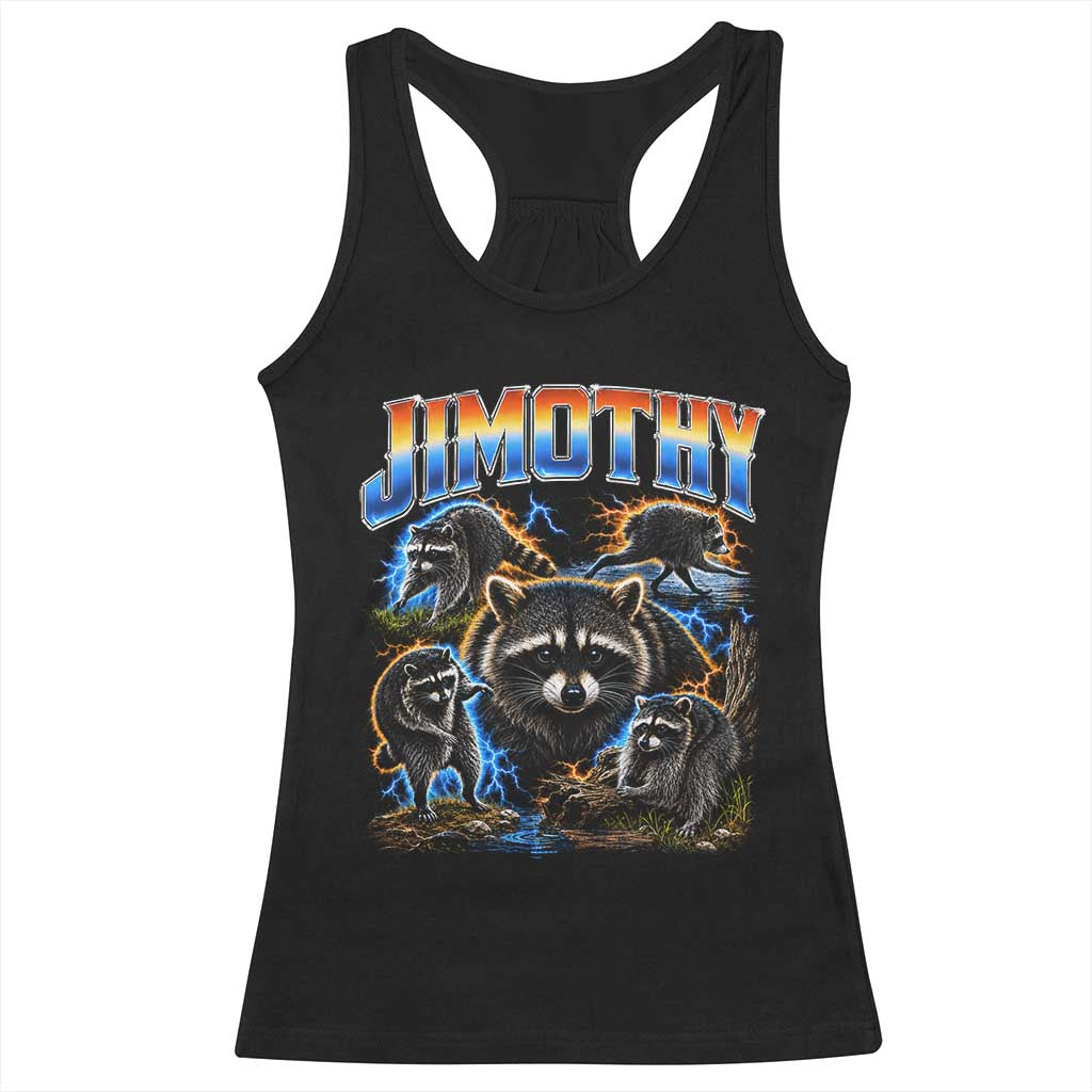 Jimothy the Raccoon Vintage 90s Bootleg Lightning Graphic Racerback Tank Top Viral Seattle Trash Panda