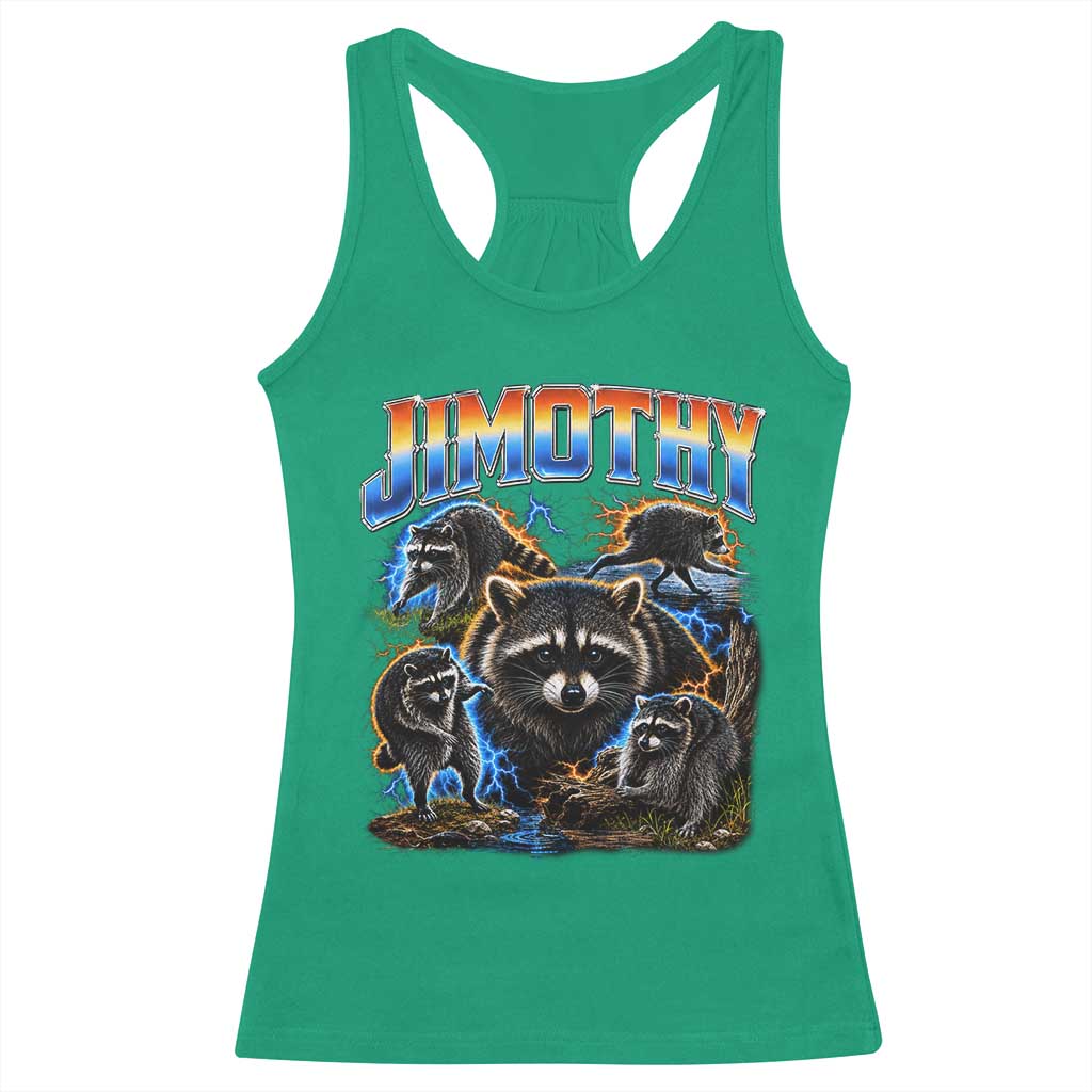 Jimothy the Raccoon Vintage 90s Bootleg Lightning Graphic Racerback Tank Top Viral Seattle Trash Panda