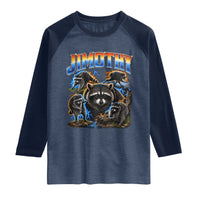Jimothy the Raccoon Vintage 90s Bootleg Lightning Graphic Raglan Shirt Viral Seattle Trash Panda