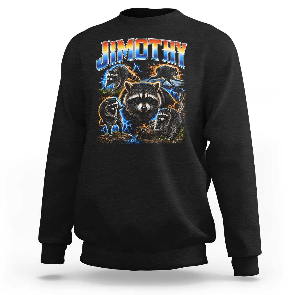 Jimothy the Raccoon Vintage 90s Bootleg Lightning Graphic Sweatshirt Viral Seattle Trash Panda
