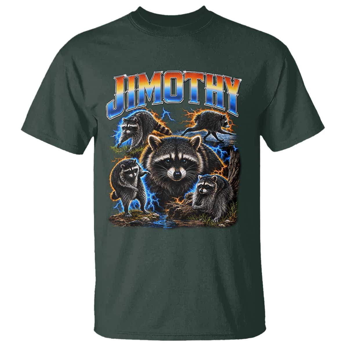 Jimothy the Raccoon Vintage 90s Bootleg Lightning Graphic T Shirt Viral Seattle Trash Panda