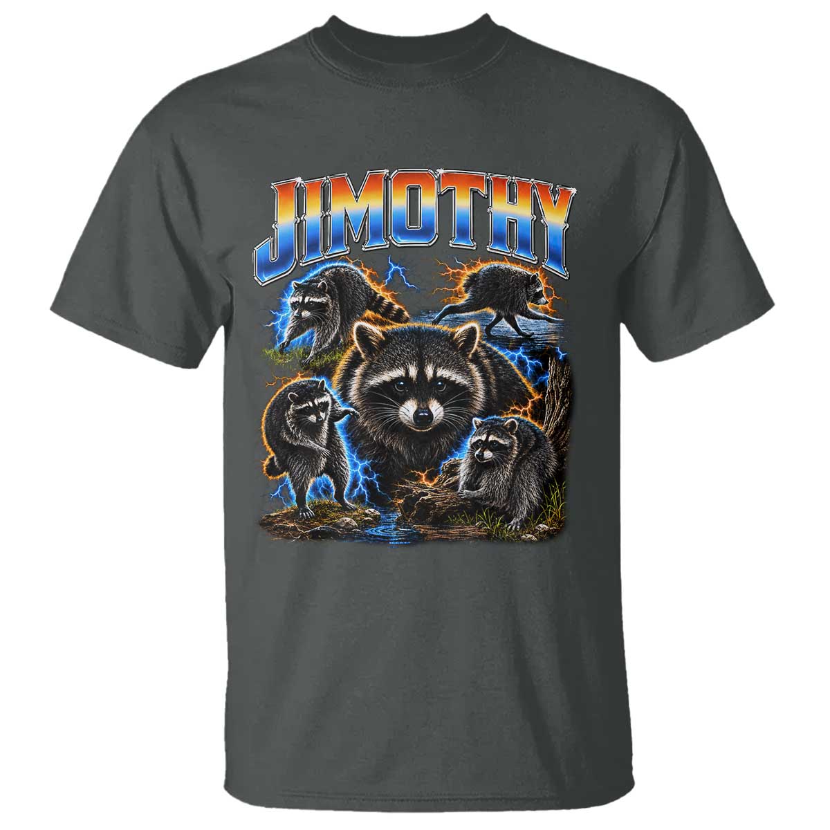 Jimothy the Raccoon Vintage 90s Bootleg Lightning Graphic T Shirt Viral Seattle Trash Panda