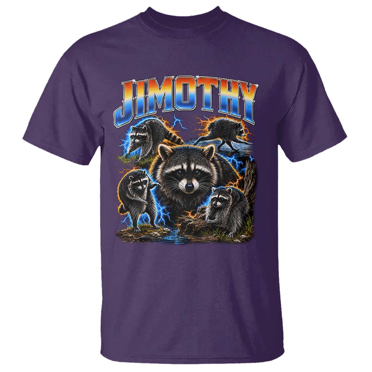 Jimothy the Raccoon Vintage 90s Bootleg Lightning Graphic T Shirt Viral Seattle Trash Panda