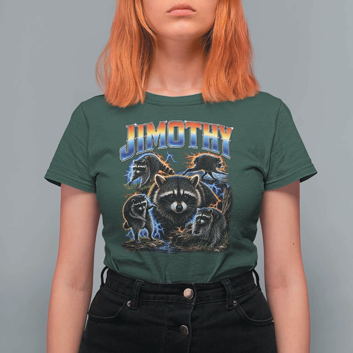 Jimothy the Raccoon Vintage 90s Bootleg Lightning Graphic T Shirt For Women Viral Seattle Trash Panda