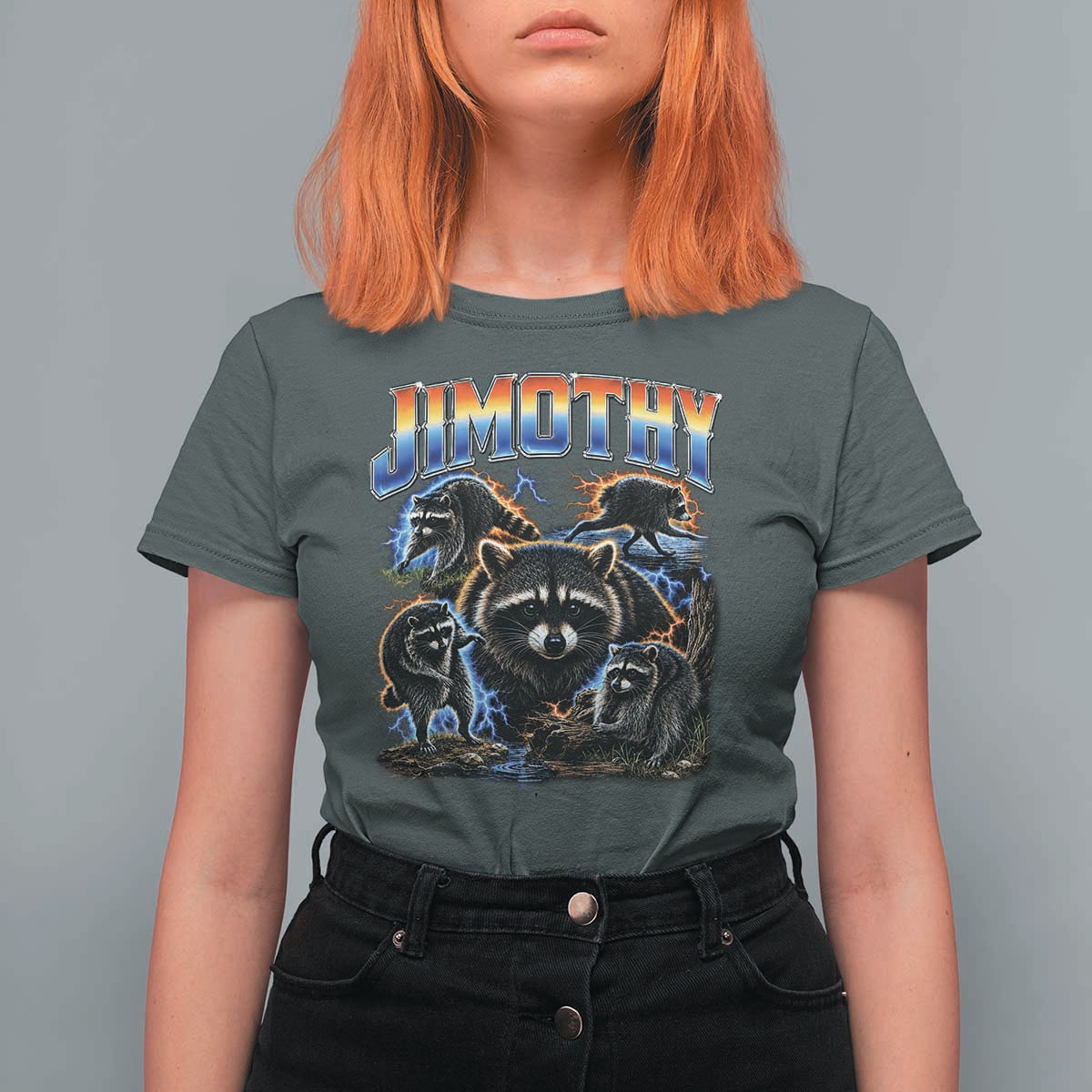 Jimothy the Raccoon Vintage 90s Bootleg Lightning Graphic T Shirt For Women Viral Seattle Trash Panda